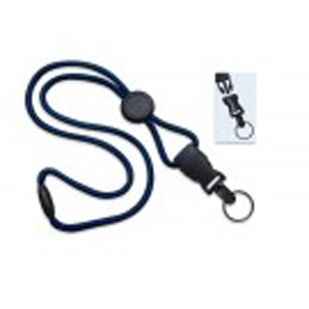 BRADY PEOPLE ID, LANYARD STANDARD, NAVY, 6MM, POLYPROPYLENE ROUND MATERIAL, WITH ROUND SLIDER, NEW DTACH SPLIT RING, BAG OF 100